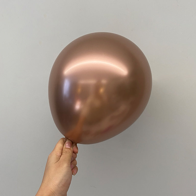 10 Pc Chrome Rose Gold  Latex Helium, Air or Water Balloons 18"