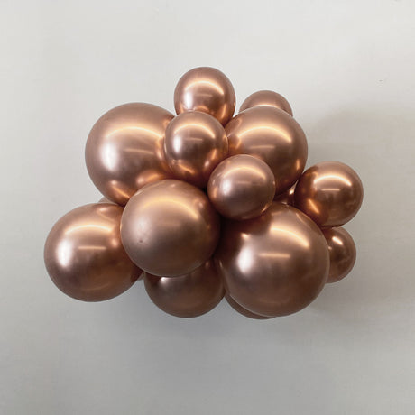 10 Pc Chrome Rose Gold  Latex Helium, Air or Water Balloons 18"