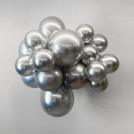 10 Pc Chrome Silver  Latex Helium, Air or Water Balloons 18"
