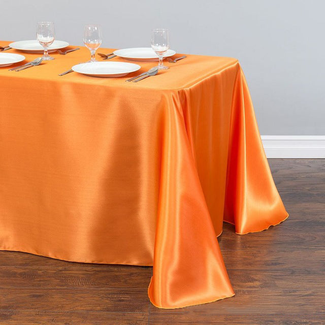 Satin Rectangular Tablecloth 90"x132" Coral Orange-With splicing