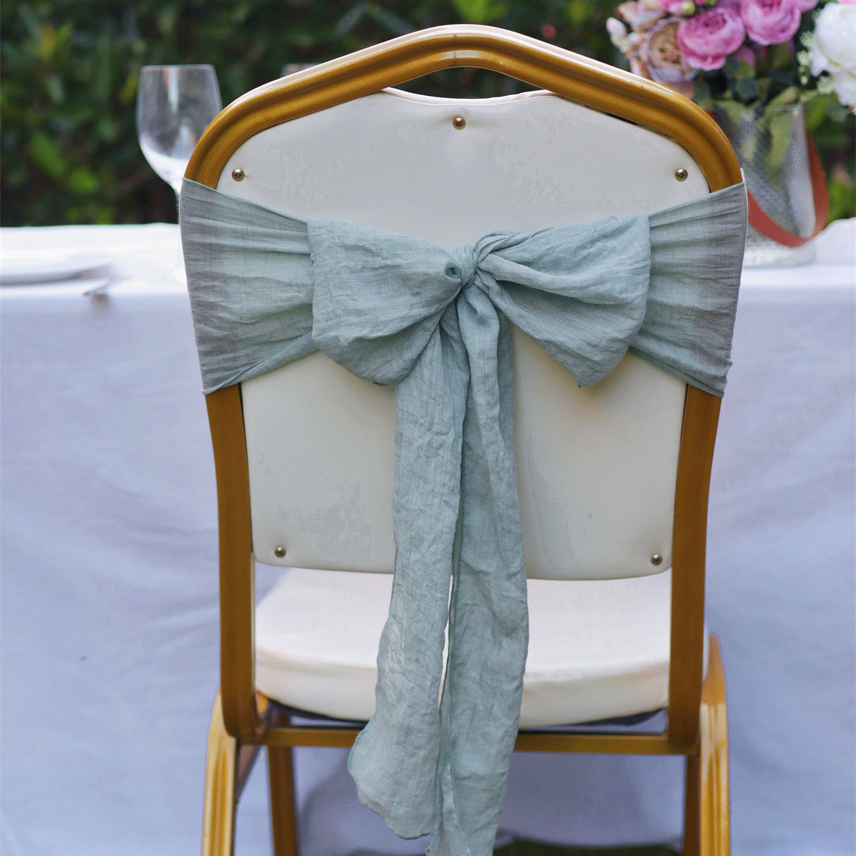 5 Pc Cotton Chair Sashes 7"x100" Light Green