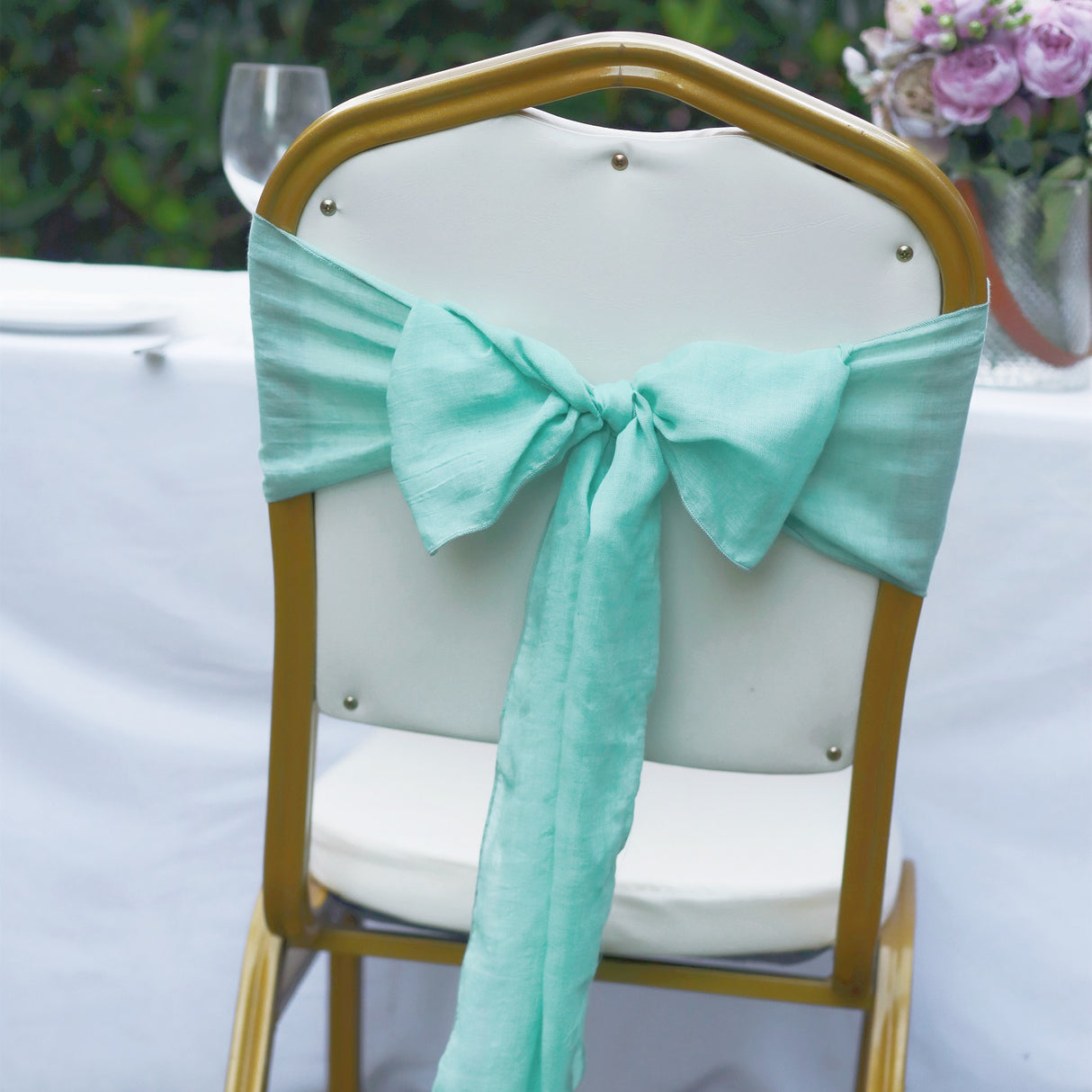 5 Pc Cotton Chair Sashes 7"x100" Lake Blue