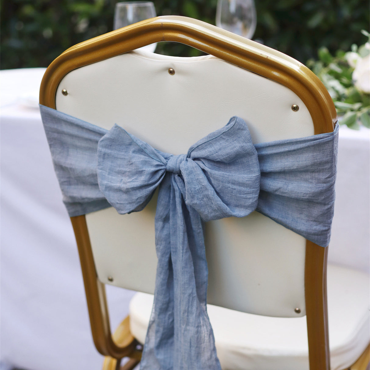 5 Pc Cotton Chair Sashes 7"x100" Haze Blue
