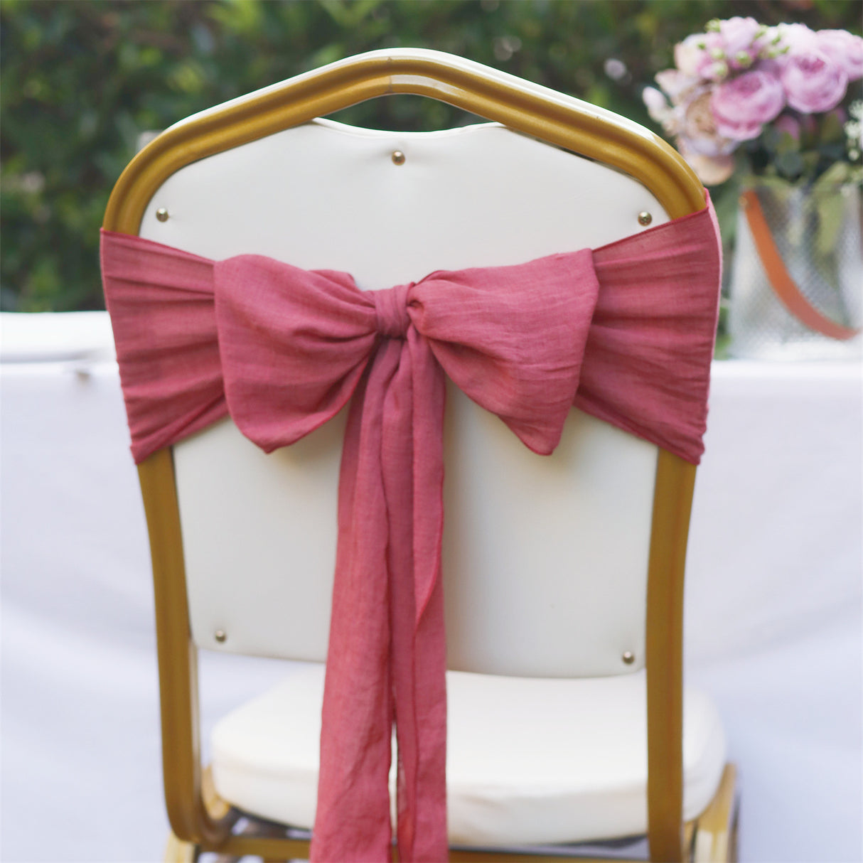 5 Pc Cotton Chair Sashes 7"x100" Wine Red