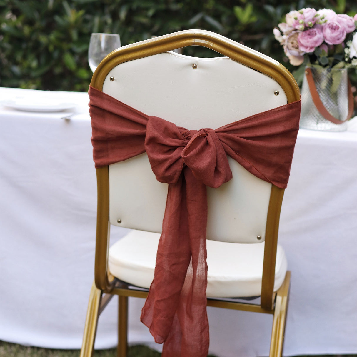 5 Pc Cotton Chair Sashes 7"x100" Caramel