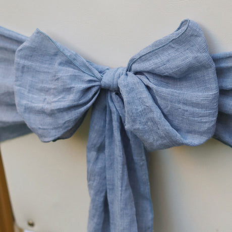 5 Pc Cotton Chair Sashes 7"x100" Haze Blue