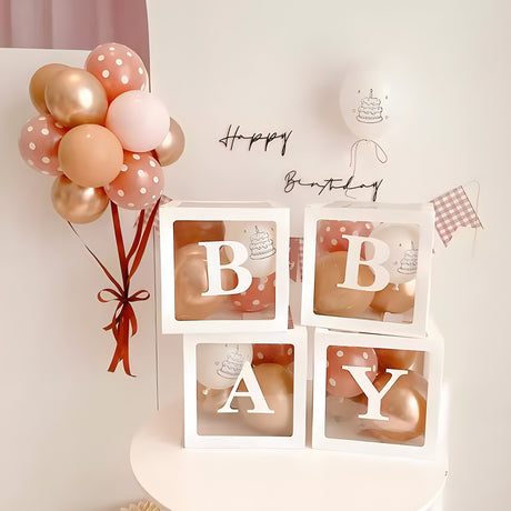 2 Pc Transparent DIY Balloon Boxes 12" White