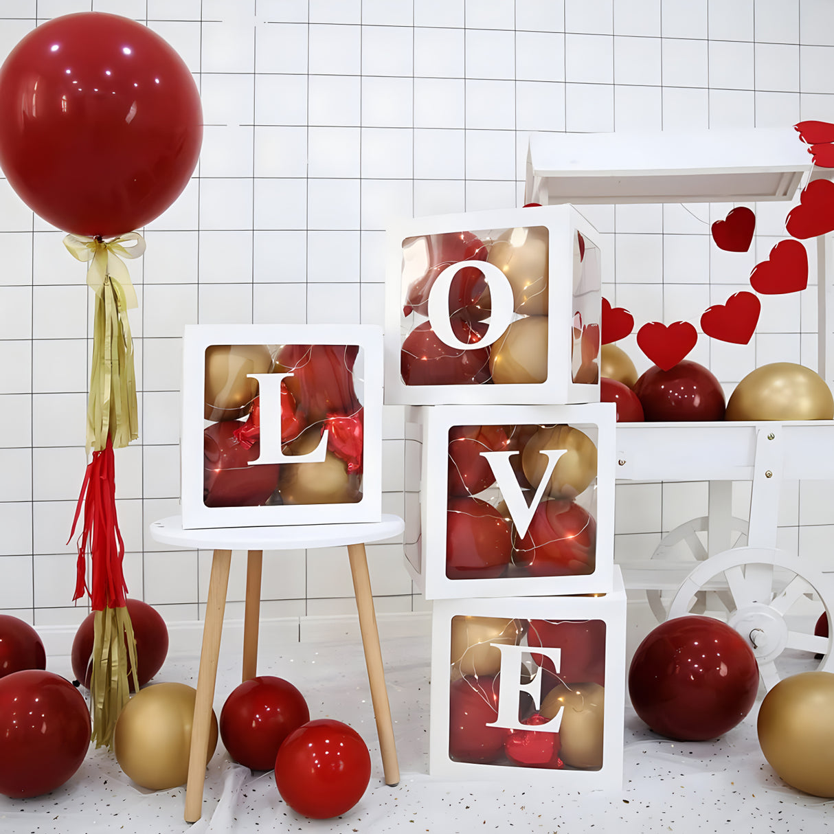 2 Pc DIY Balloon Boxes 12" Gold Olive Green