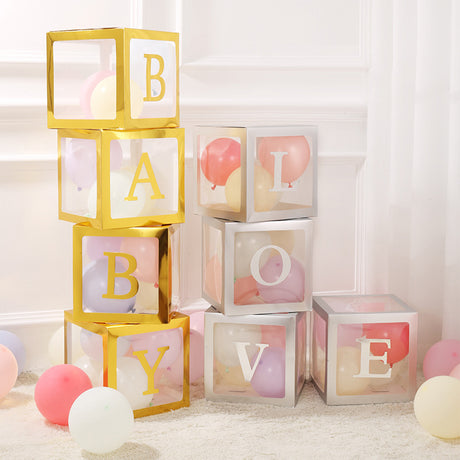2 Pc Transparent DIY Balloon Boxes 12" Silver