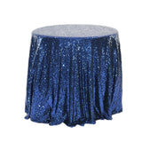 Sequin Round Tablecloth 132" Dark Blue