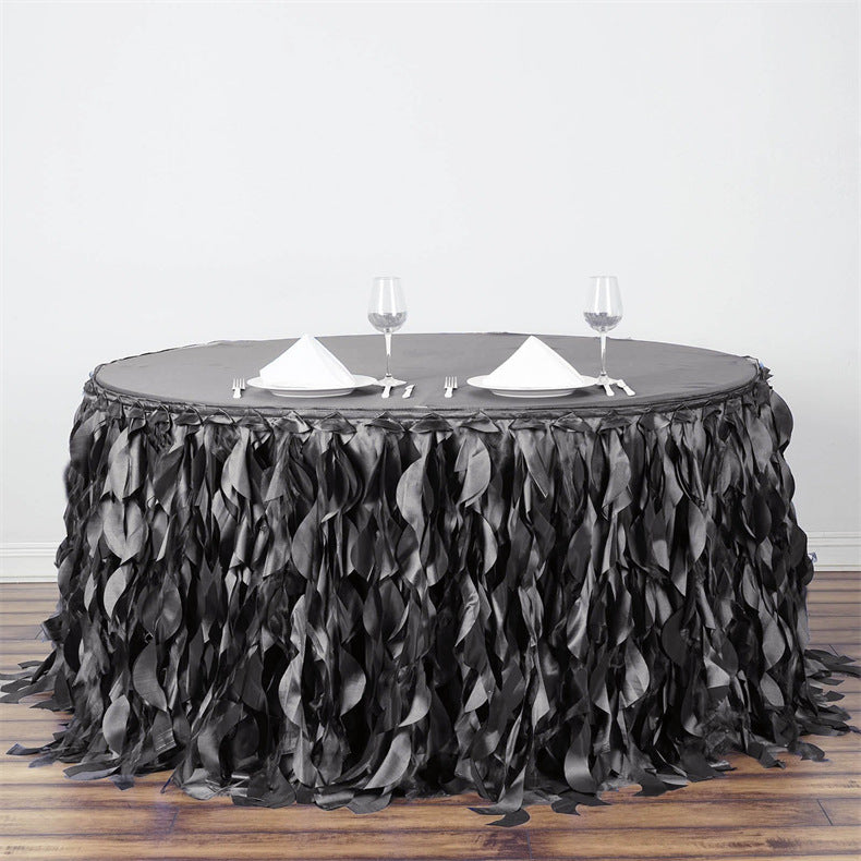 Curly Willow 14ft Table Skirt Dark Gray