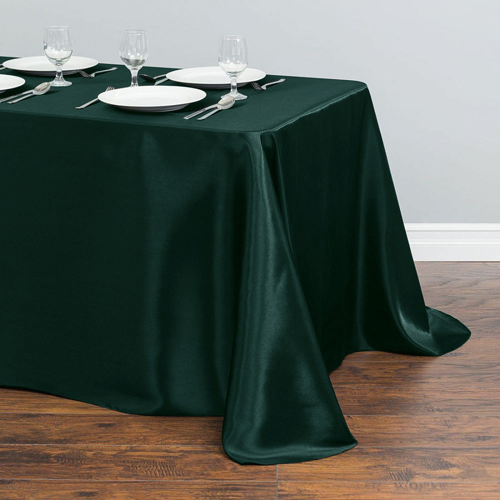 Satin Rectangular Tablecloth 57"x126" Dark Green-No splicing
