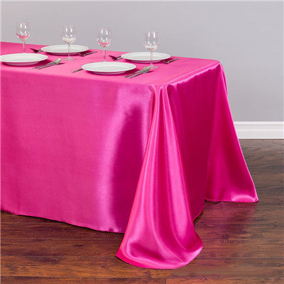 Satin Rectangular Tablecloth 90"x132" Dark Pink-With splicing