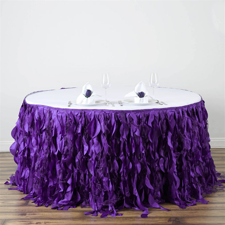 Curly Willow 14ft Table Skirt Dark Purple