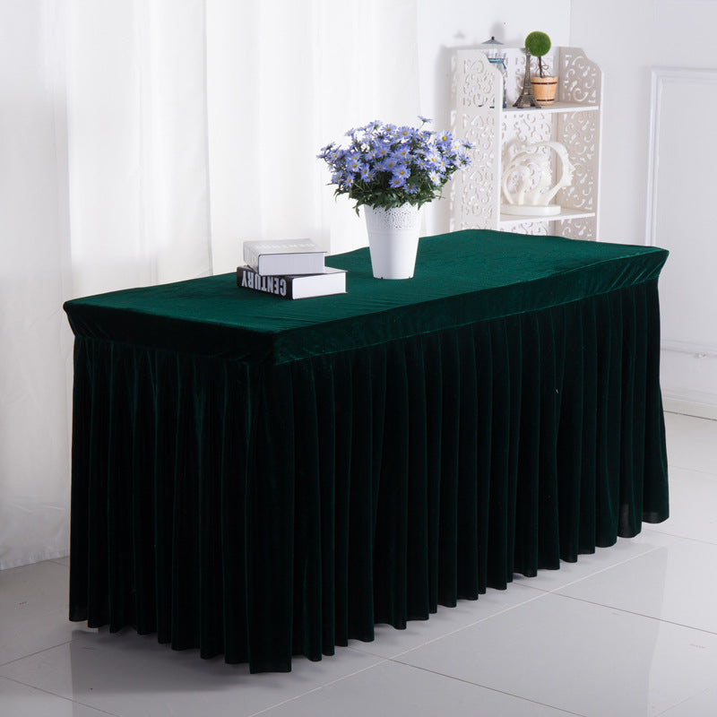 Velvet Rectangular Table Skirt 62"x23"x29" Dark Green