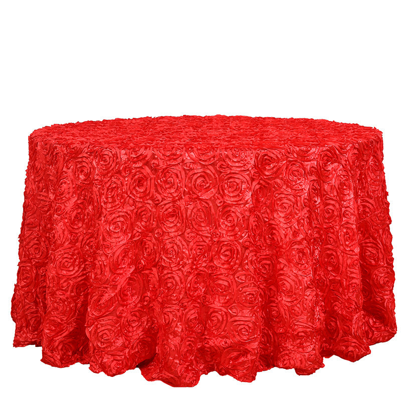 Satin Round Tablecloth 130" Deep Red