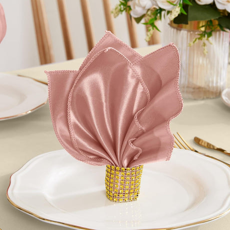 10 Pc Diamond Rhinestone Napkin Rings Gold