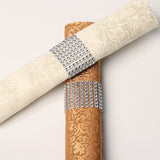 10 Pc Diamond Rhinestone Napkin Rings Silver
