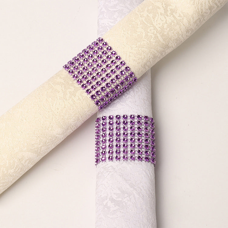 10 Pc Diamond Rhinestone Napkin Rings Purple