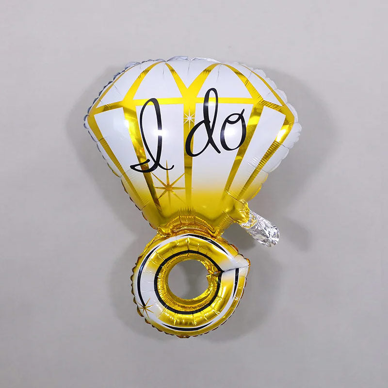 Gold I Do Diamond Ring Mylar Foil Helium Air Balloon 25"