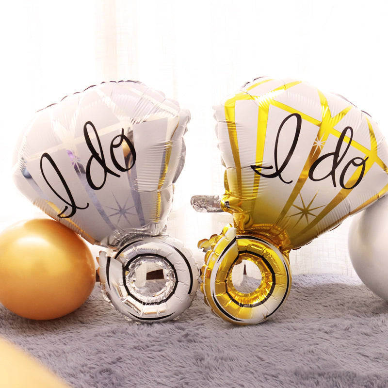 Gold I Do Diamond Ring Mylar Foil Helium Air Balloon 25"