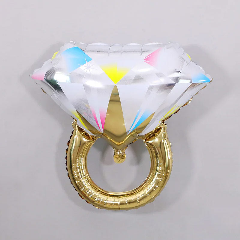 Gold Diamond Ring Mylar Foil Helium Air Balloon 25"