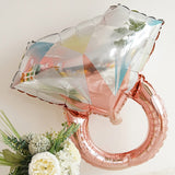 Rose Gold Diamond Ring Mylar Foil Helium Air Balloon 25"