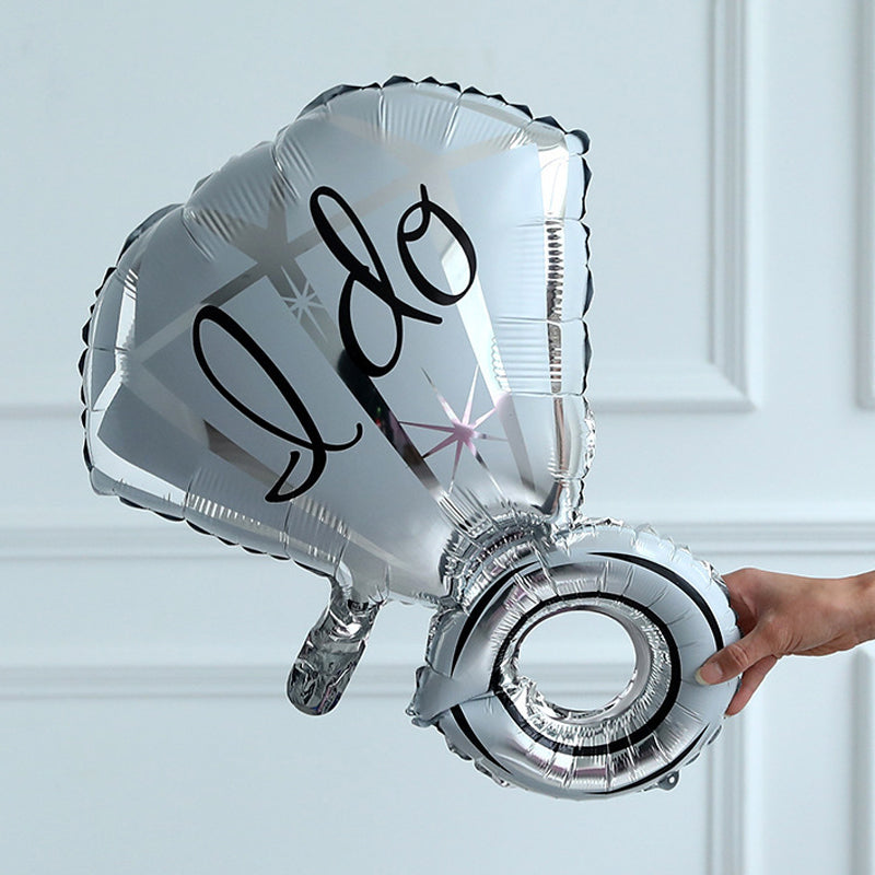 Silver I Do Diamond Ring Mylar Foil Helium Air Balloon 25"