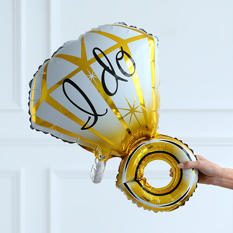 Gold I Do Diamond Ring Mylar Foil Helium Air Balloon 25"