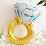 Medium Gold Diamond Ring Mylar Foil Helium Air Balloon 32"