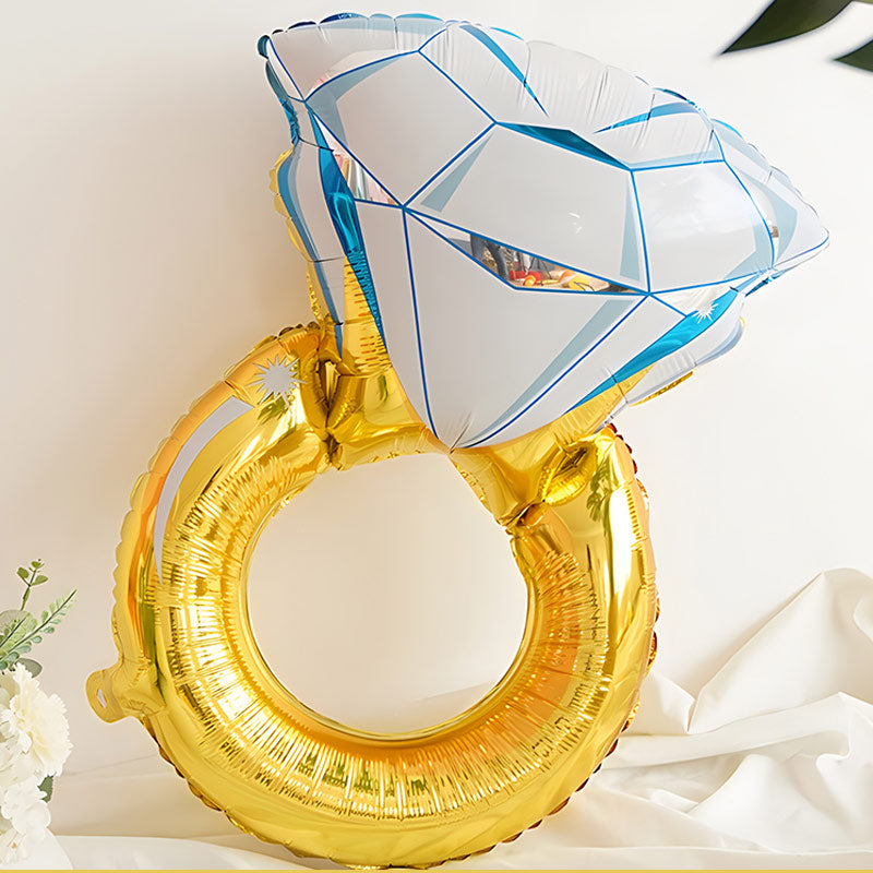 Giant Gold Diamond Ring Mylar Foil Helium Air Balloon 41"