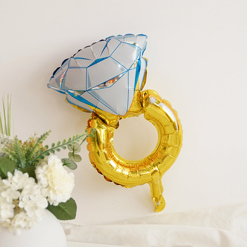 Medium Gold Diamond Ring Mylar Foil Helium Air Balloon 32"