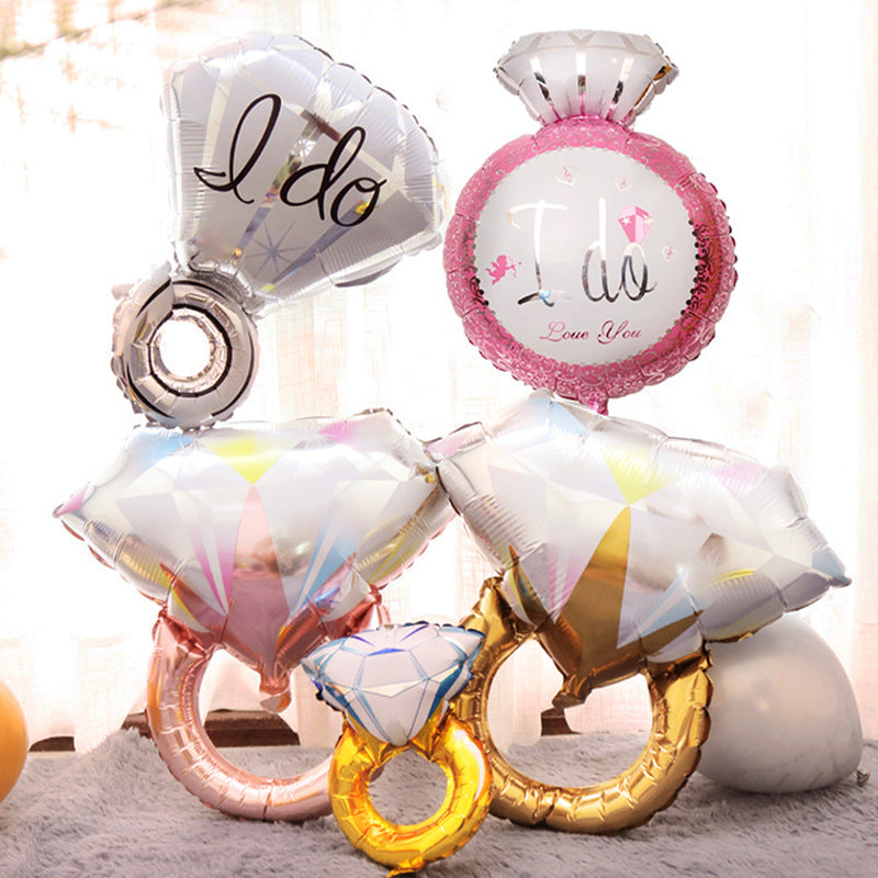 Gold Diamond Ring Mylar Foil Helium Air Balloon 25"