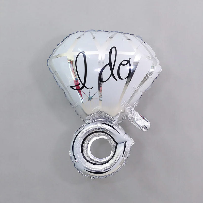 Silver I Do Diamond Ring Mylar Foil Helium Air Balloon 25"