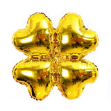 10 Pc Gold Four Leaf Clover Shaped Mylar Foil Balloons 16"