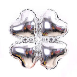 10 Pc Silver Four Leaf Clover Shaped Mylar Foil Balloons 16"