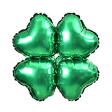 10 Pc Green Four Leaf Clover Shaped Mylar Foil Balloons 16"