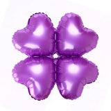 10 Pc Fluorescent Purple Four Leaf Clover Shaped Mylar Foil Balloons 16"