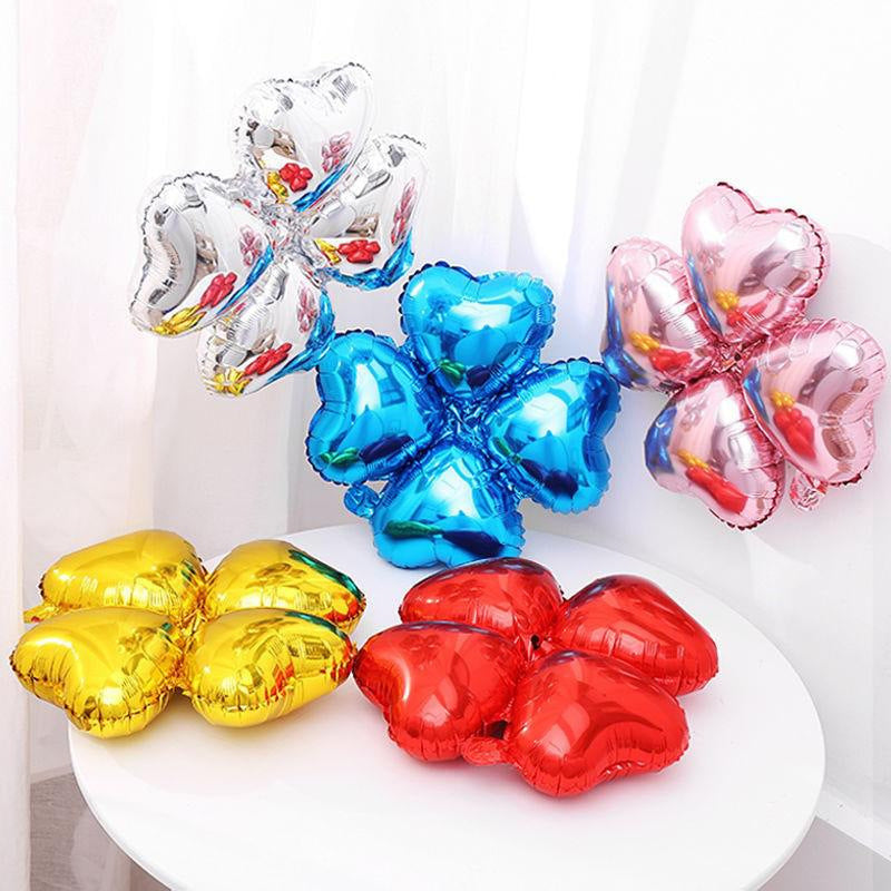 10 Pc Fluorescent Purple Four Leaf Clover Shaped Mylar Foil Balloons 16"