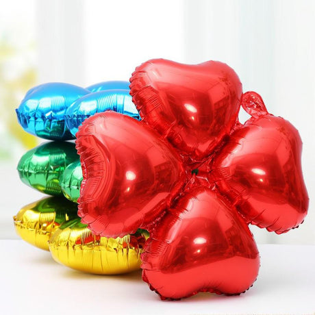 10 Pc Fluorescent Purple Four Leaf Clover Shaped Mylar Foil Balloons 16"