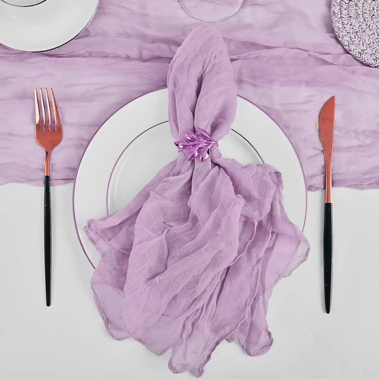 5 Pc Pleated Polyester Napkin Cloth 20"x20" Lavender Purple