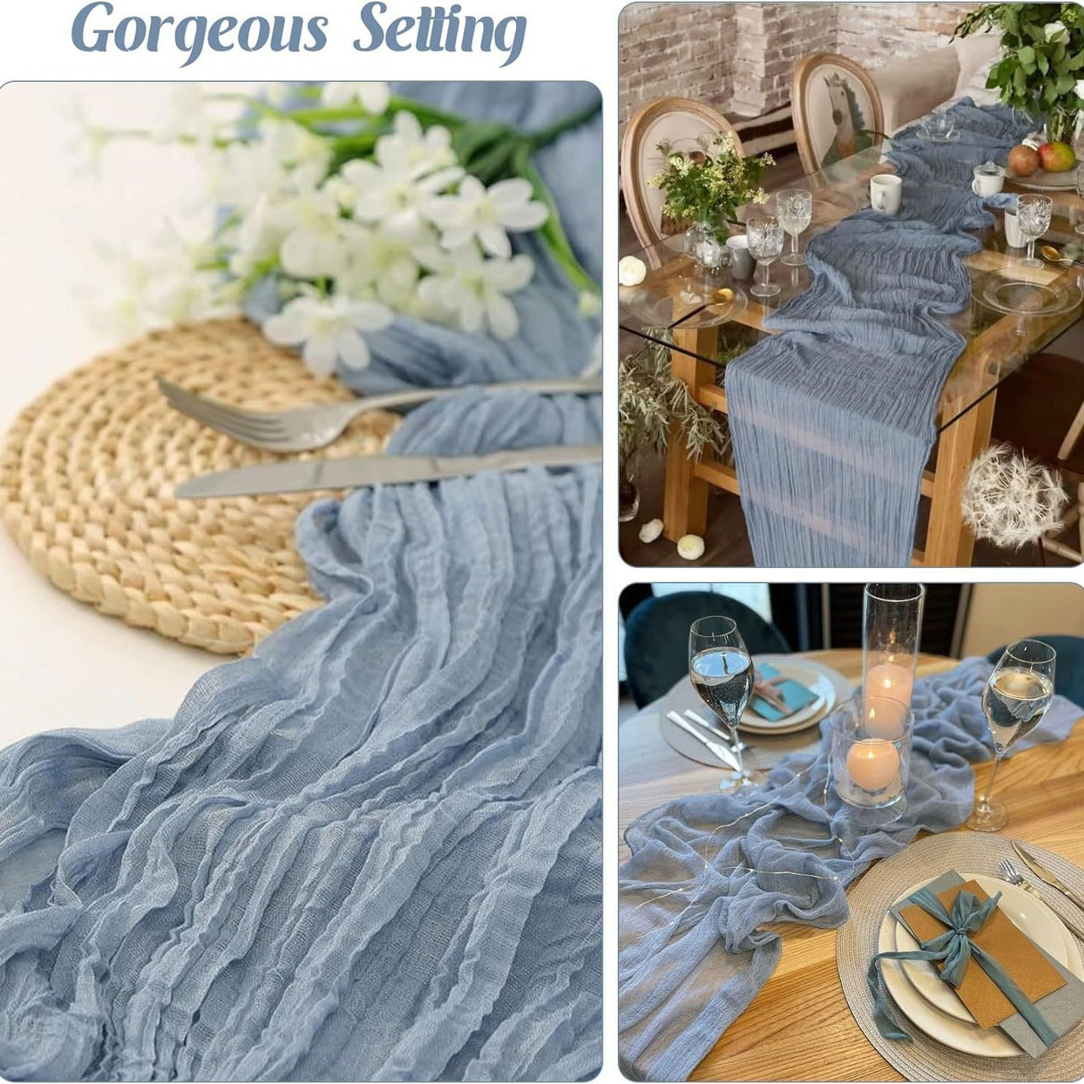 Gauze Cotton And Linen Table Runner 10ft Khaki