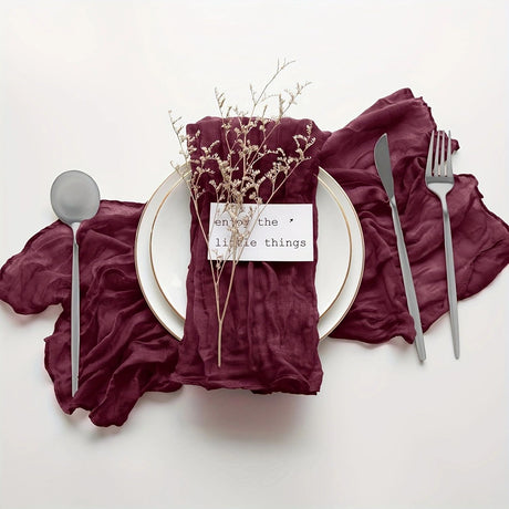 5 Pc Pleated Polyester Napkin Cloth 20"x20" Wine Red