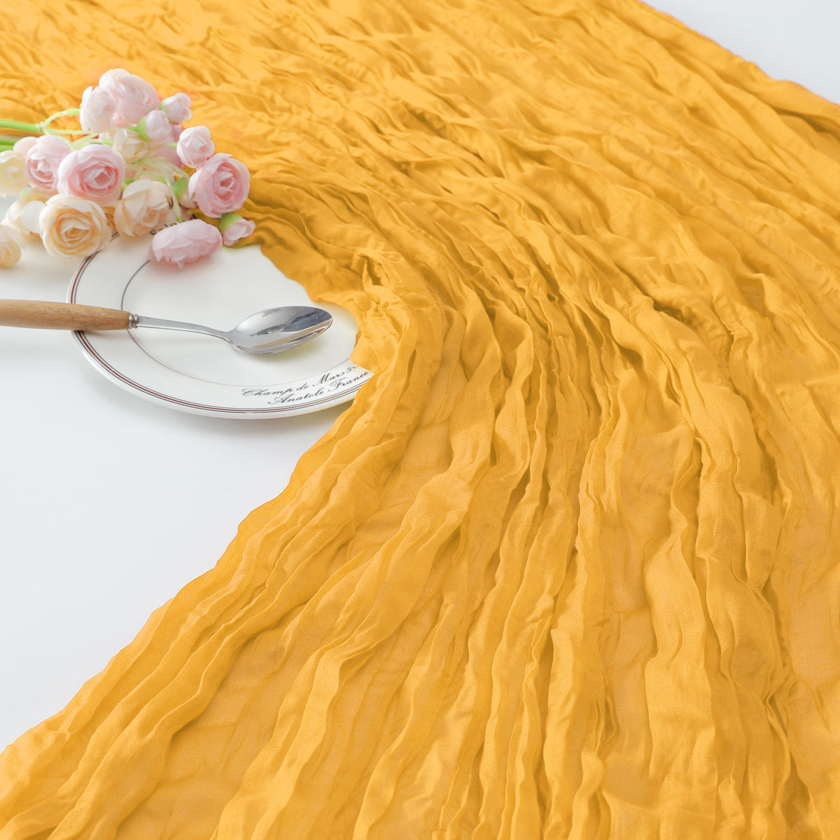 Gauze Cotton And Linen Table Runner 10ft Gold