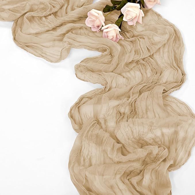 Gauze Cotton And Linen Table Runner 10ft Khaki