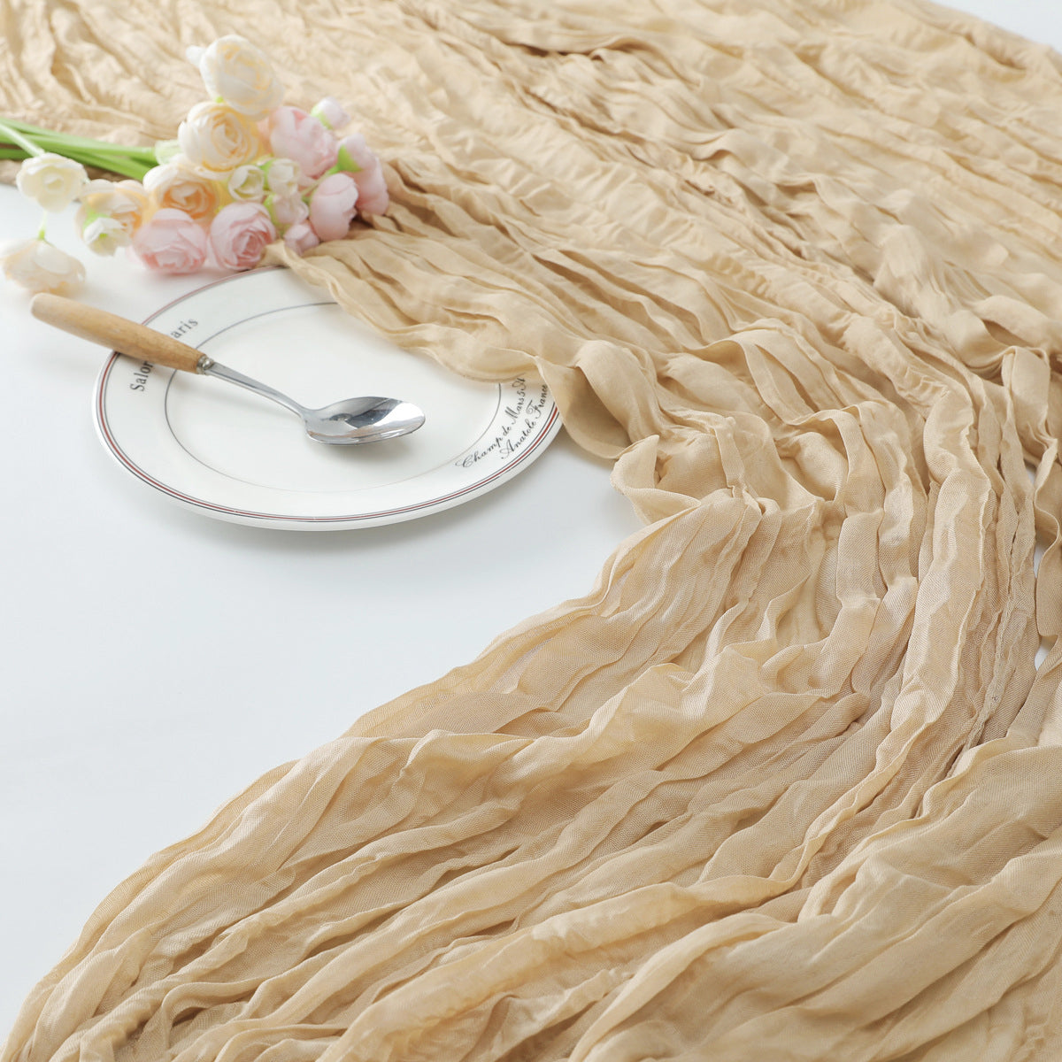 Gauze Cotton And Linen Table Runner 10ft Khaki