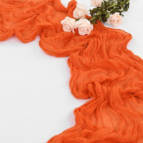 Gauze Cotton And Linen Table Runner 10ft Orange