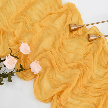Gauze Cotton And Linen Table Runner 10ft Gold
