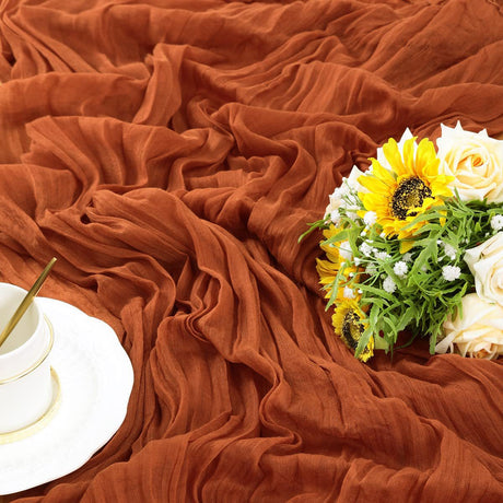 Gauze Cotton And Linen Table Runner 10ft Rust
