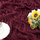 Gauze Cotton And Linen Table Runner 10ft Wine Red
